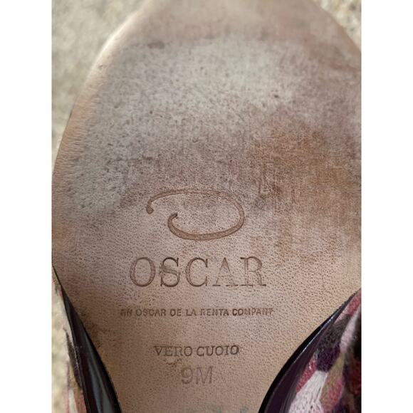 Oscar de la Renta Pump 4 in. Heel Size 9 Brown Patent Pink/Brown/Cream Fabric - Picture 10 of 11